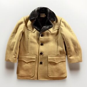 Vintage Pendleton Western Wool Coat Faux Fur Collar USA Made Size 40 60s 70s VTG